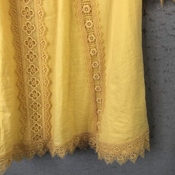 Charo Ruiz Ibiza Top Womens M Yellow Lace Boho Bell Sleeve Babydoll Milkmaid - Picture 14 of 16